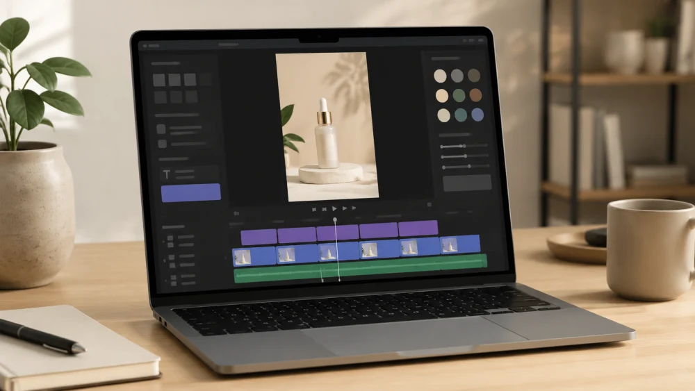 Canva workspace showing a 30-second vertical ad timeline concept